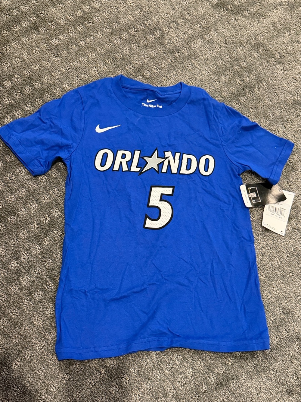Nike Royal Blue Orlando Number 5 banchero t shirt jersey NBA
